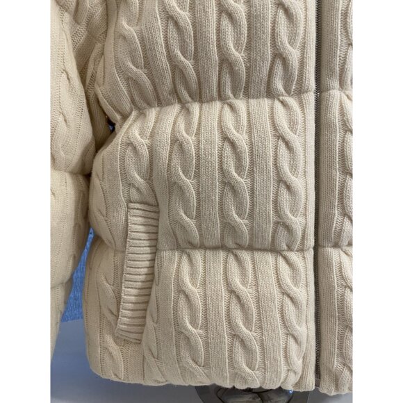 Miu Miu Womens Ivory Cable Knit Puffer Jacket With Hood & Full-Zip Closure - Picture 5 of 16